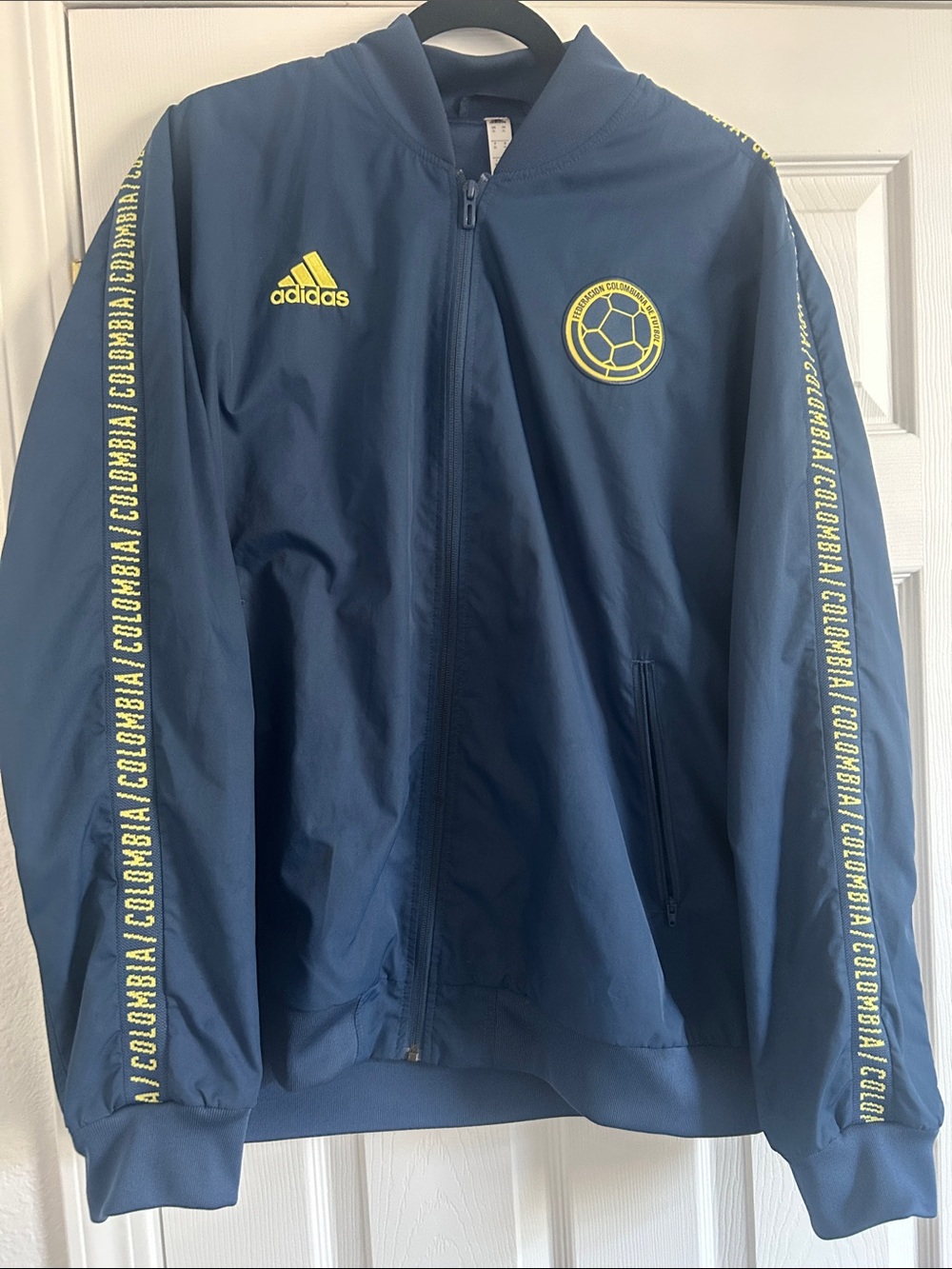 adidas Men’s Navy Track Jacket with Yellow Colombia Accents